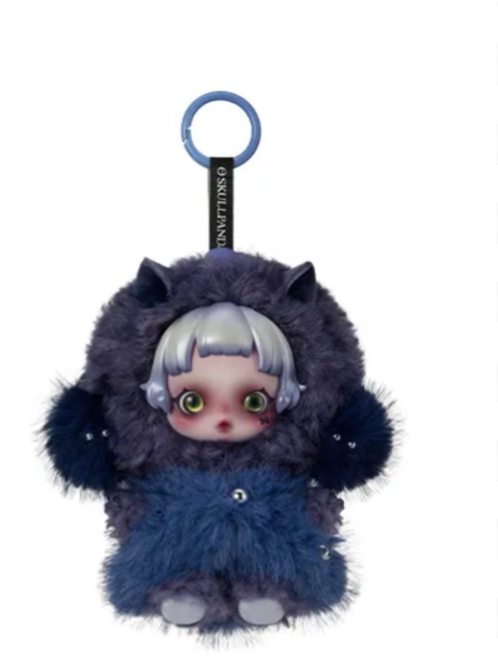 Skullhand Plush Monster Bag Charm Keychain in Dark Blue